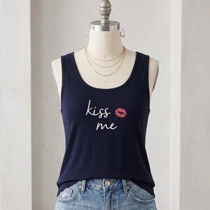 SOMA  Navy Tank with Playful Print. Size L
